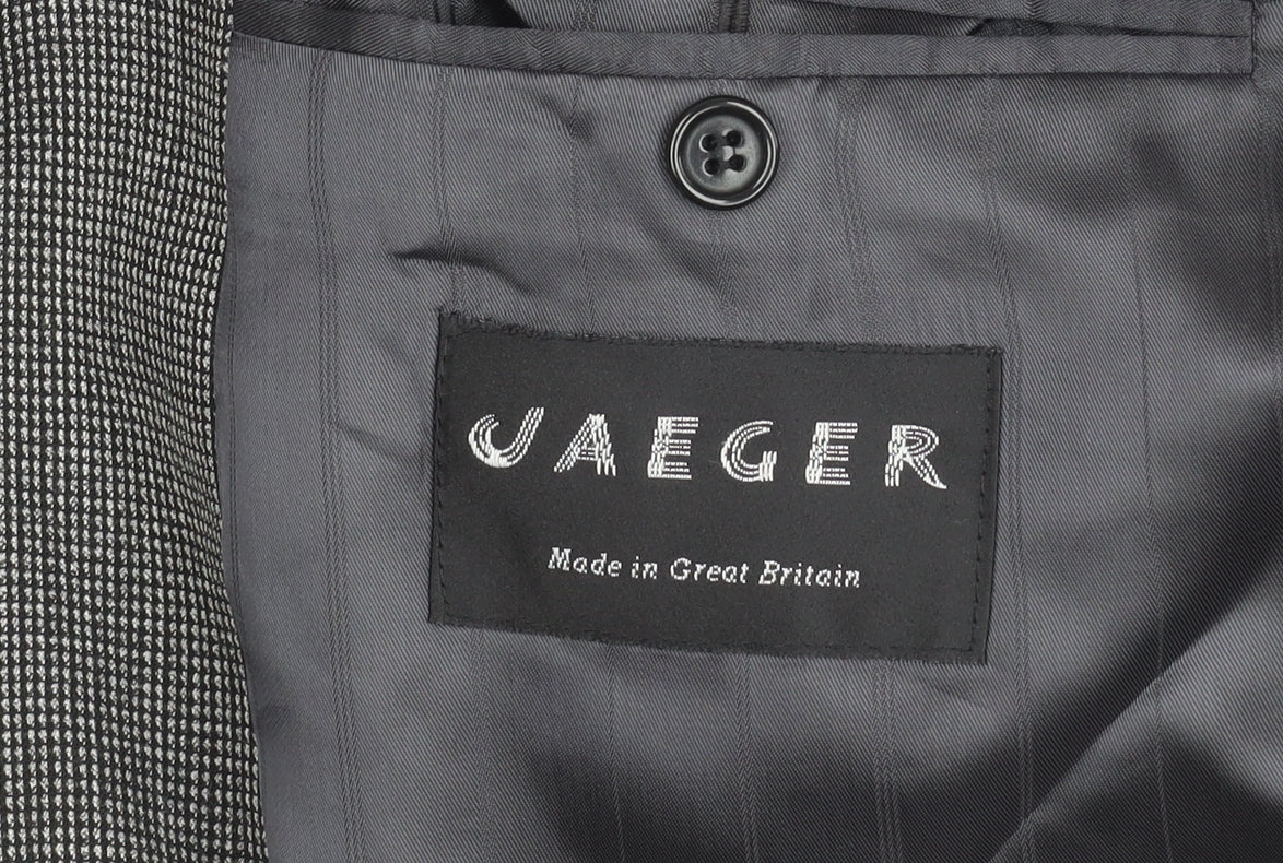 Jaeger Men's Grey Check Blazer, Size 54R Formal Style