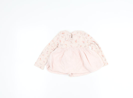 Next Girls Pink Floral Blouse Long Sleeve 12-18 Months
