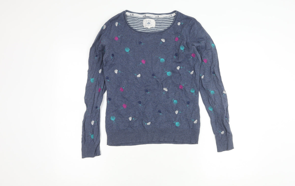 Knitted for Ewe Girls Blue Embroidered Pullover Jumper 12Y