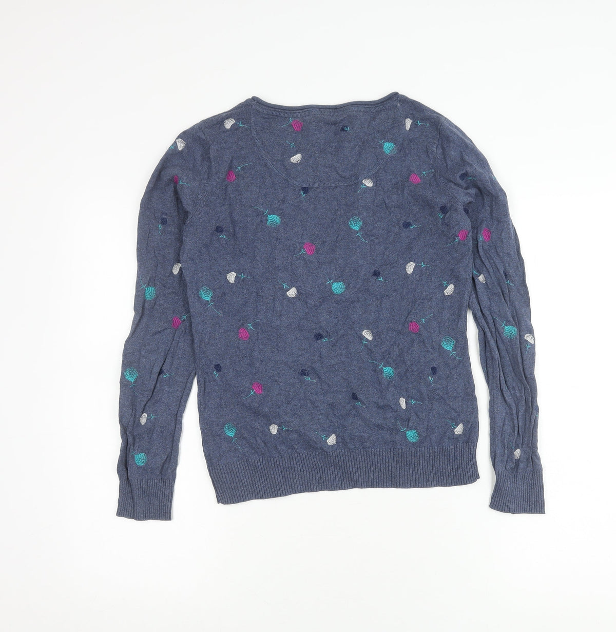 Knitted for Ewe Girls Blue Embroidered Pullover Jumper 12Y