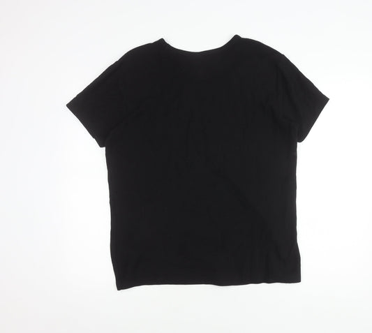 H&M Men's Black Cotton Crew Neck T-Shirt, Size S