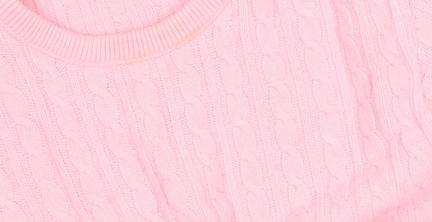 Beaumonde Women's Pink Cable Knit Pullover Jumper L/XL