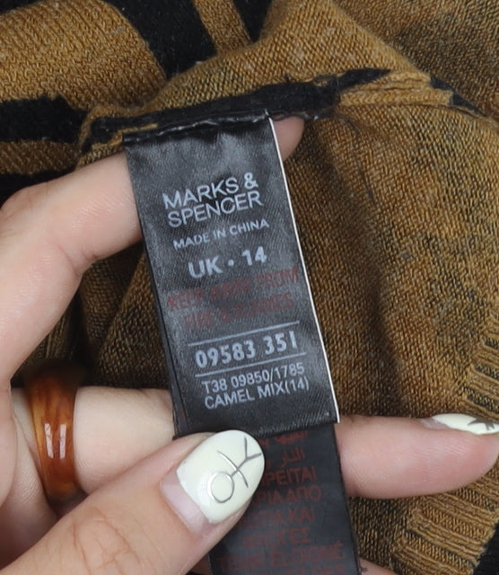 Marks and Spencer Women's Brown Floral Dress, Size 14
