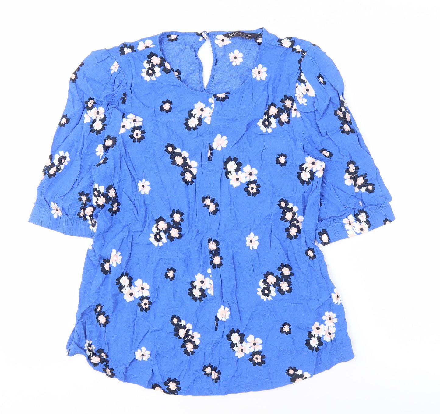 Marks and Spencer Blue Floral Blouse, Size 12, Women's