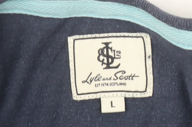 Lyle and Scott Men's Blue Striped T-Shirt, Size L