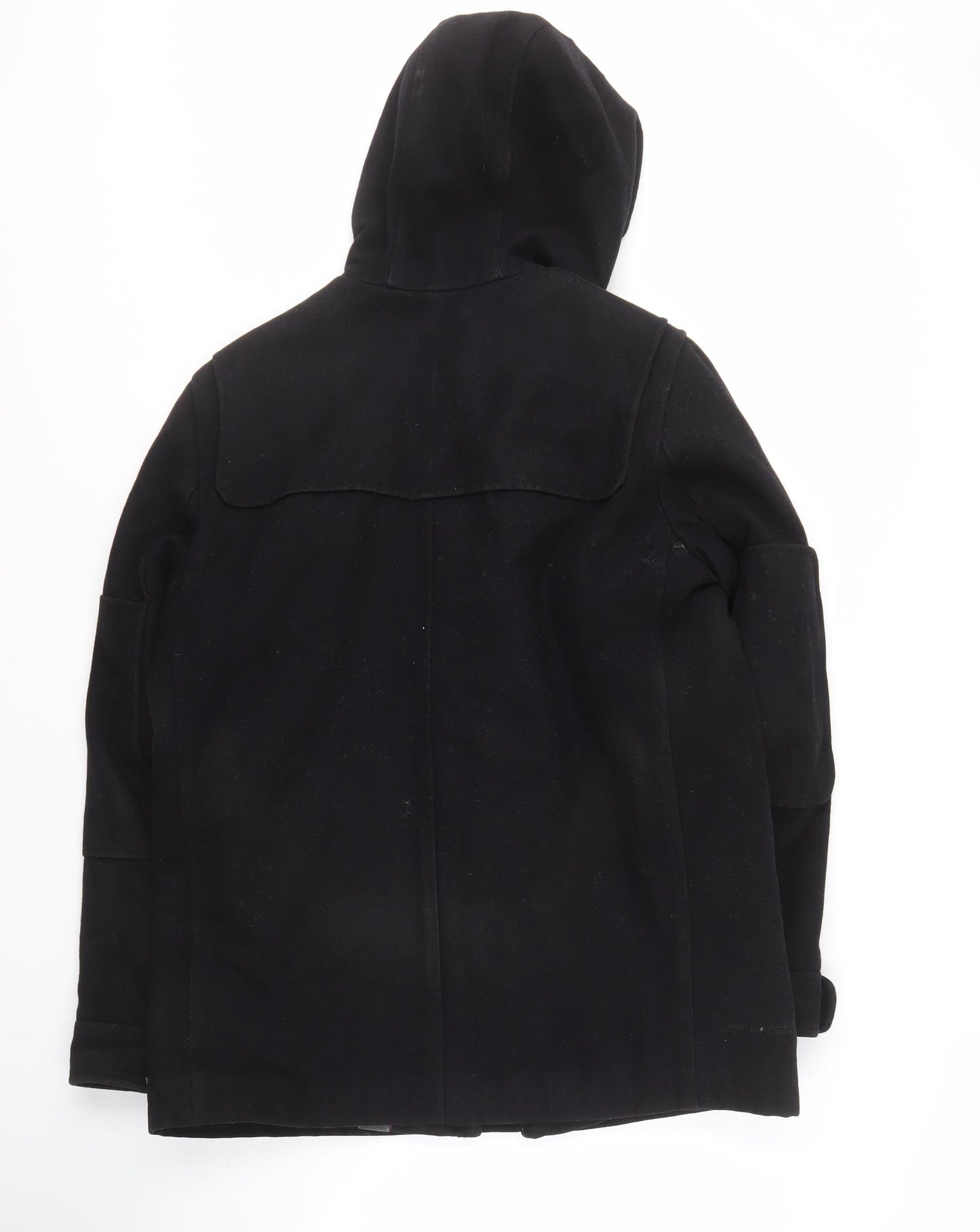 Jeff Banks Men's Black Duffle Coat, M, Hooded Classic Style
