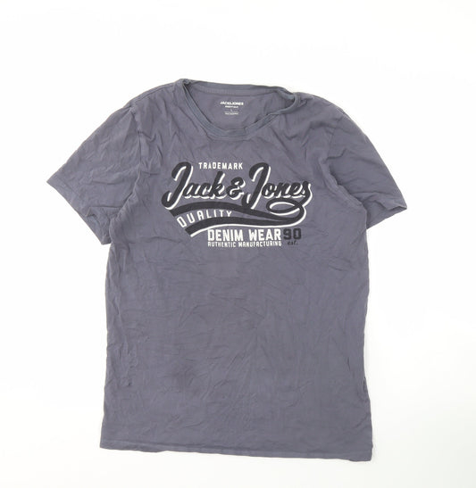 Jack & Jones Men's Grey Graphic T-Shirt, Size L