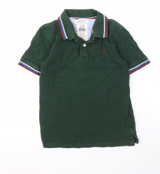 Rhino Rugby Boys Green Polo Shirt 9-10 Years Cotton Logo