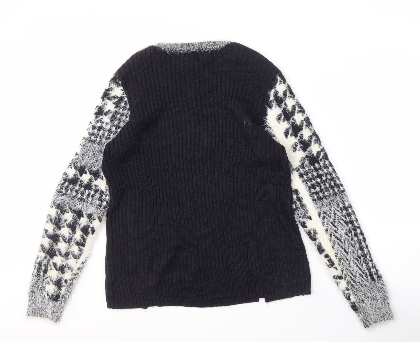 Oui Women's Geometric Pullover Jumper, Size 14, Black/White
