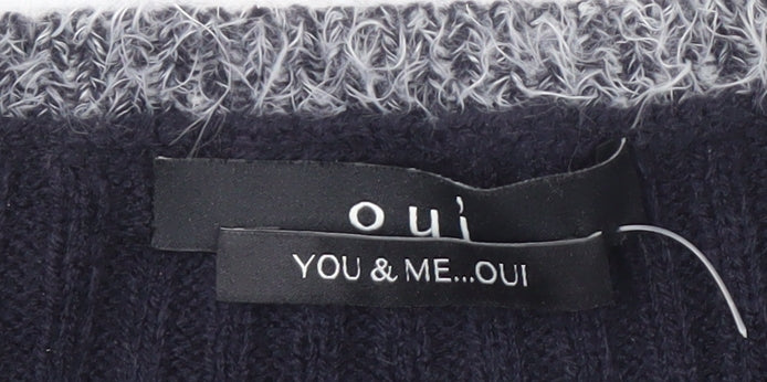 Oui Women's Geometric Pullover Jumper, Size 14, Black/White