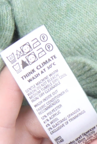 Marks and Spencer Women's Green V-Neck Jumper - Size S