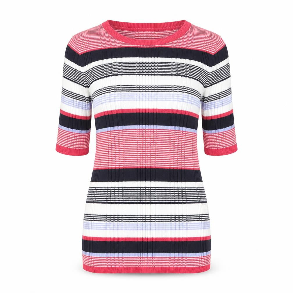 Front view of Marks & Spencer Women's Multicoloured Striped Top, size 8