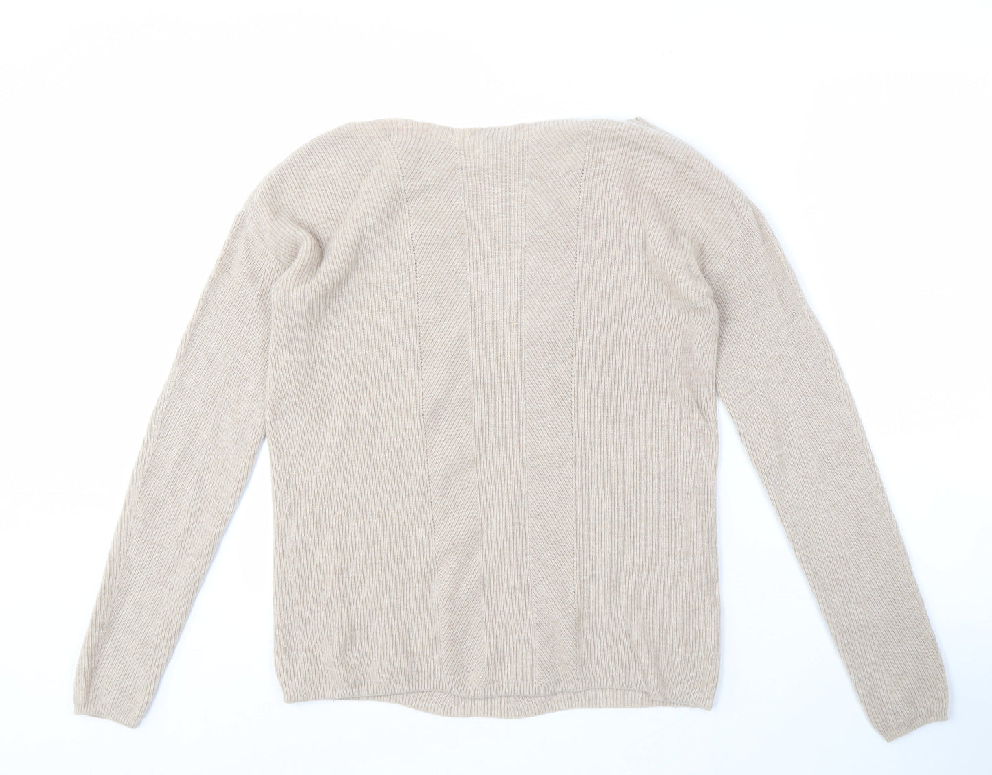 Mango Women's Beige Boat Neck Wool Blend Jumper
