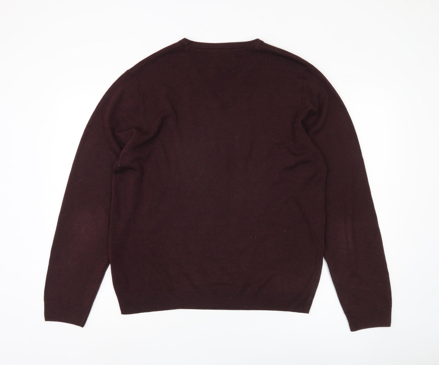 Marks and Spencer Men's Purple Jumper, Size L, V-Neck