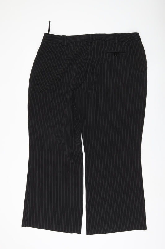 South Women's Black Striped Trousers Size 20