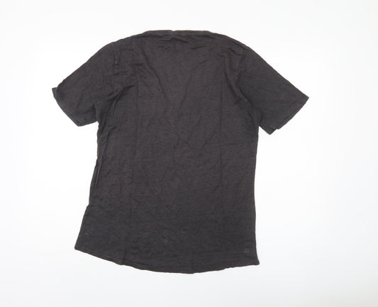 Fat Face Women's Black T-Shirt UK 14 V-Neck