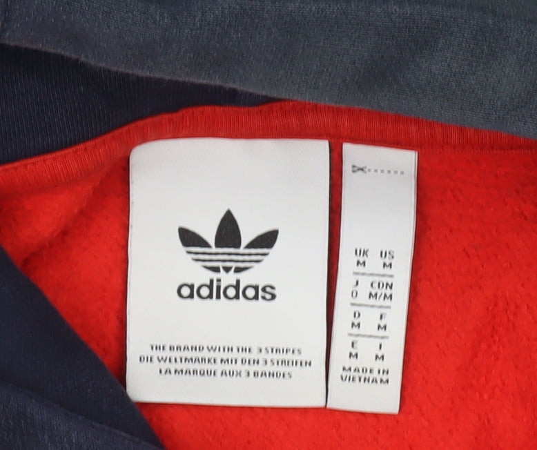 Adidas Men's Red Blue Pullover Hoodie M Logo Sportswear