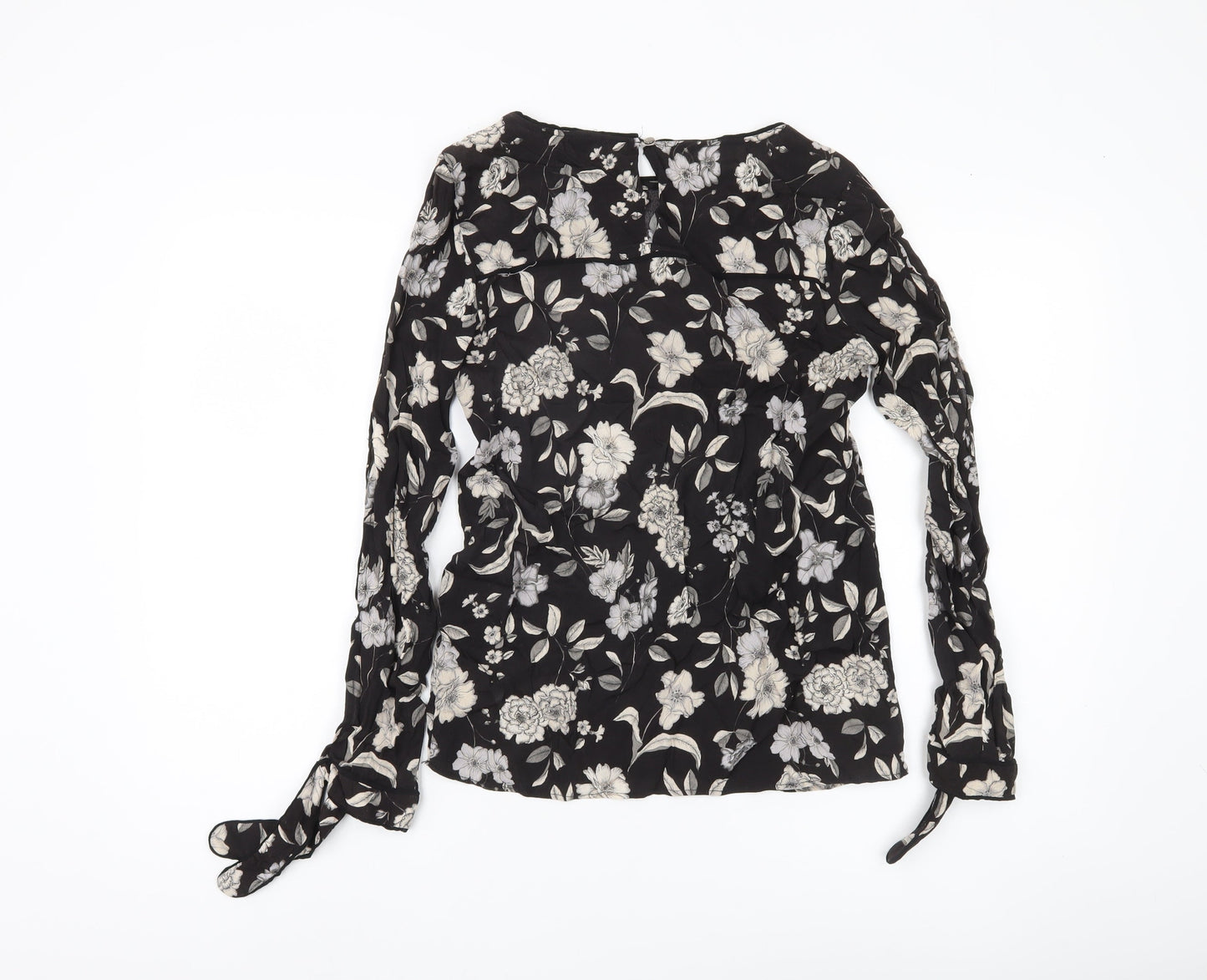 Next Women's Black Floral Long Sleeve Blouse Size 8
