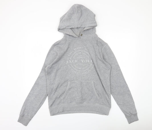 Jack Wills Women's Grey Hoodie UK 12 Logo Casual