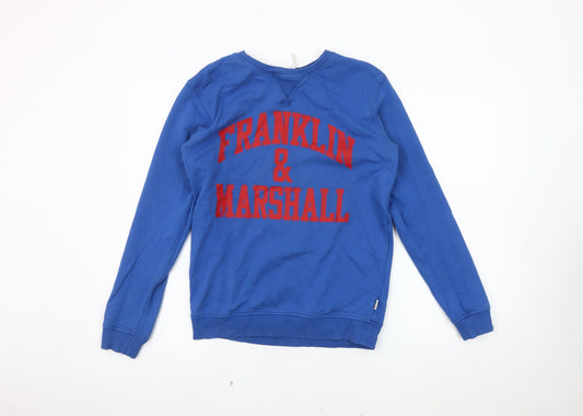 Franklin & Marshall Boys Blue Crew Neck Pullover Sweatshirt