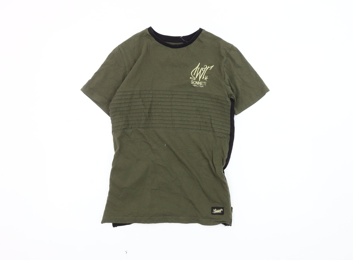 Sonneti Boys Green Black T-Shirt 10-12 Years Pullover Style
