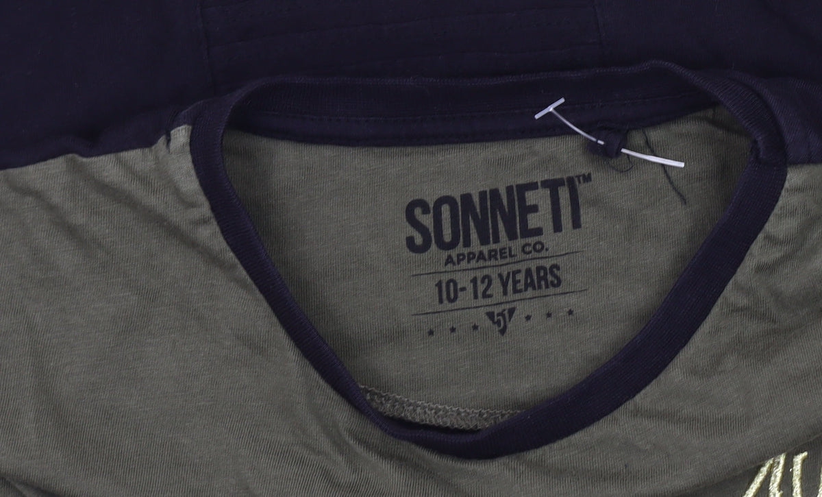 Sonneti Boys Green Black T-Shirt 10-12 Years Pullover Style