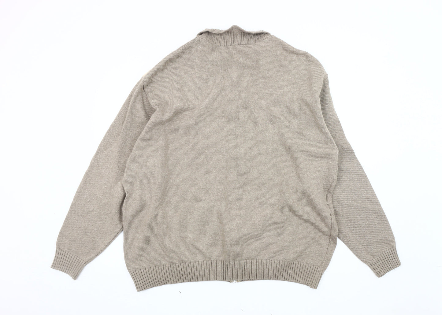 Tootal Men’s Beige Knit Jacket 2XL Full Zip Casual