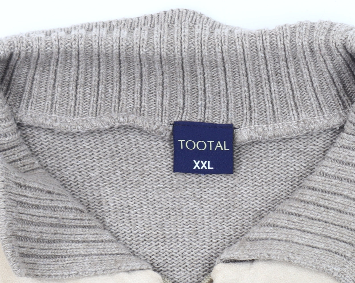Tootal Men’s Beige Knit Jacket 2XL Full Zip Casual