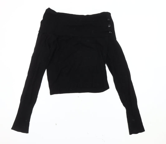Ted Baker Women's Black Boat Neck Jumper Size 8