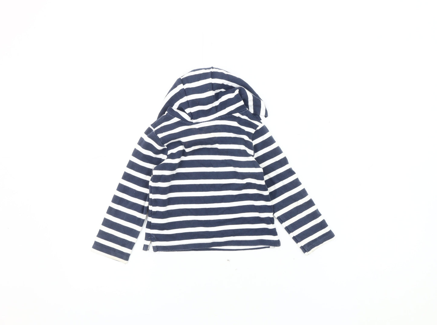 The Little White Company Boys Blue Striped Animal Hoodie 2-3Y