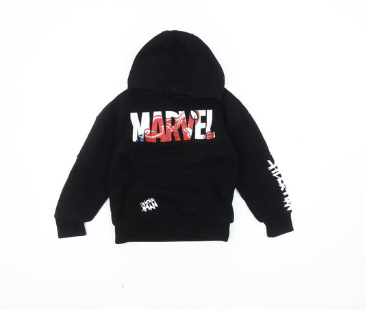 Marvel Boys Black Spiderman Hoodie, 7-8 Years, Pullover Style