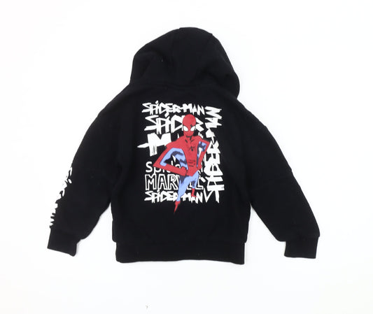 Marvel Boys Black Spiderman Hoodie, 7-8 Years, Pullover Style