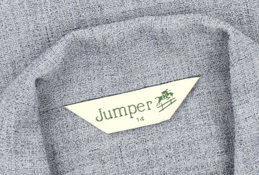 Jumper Women's Blue Button-Up Shirt, Size 14, Long Sleeve