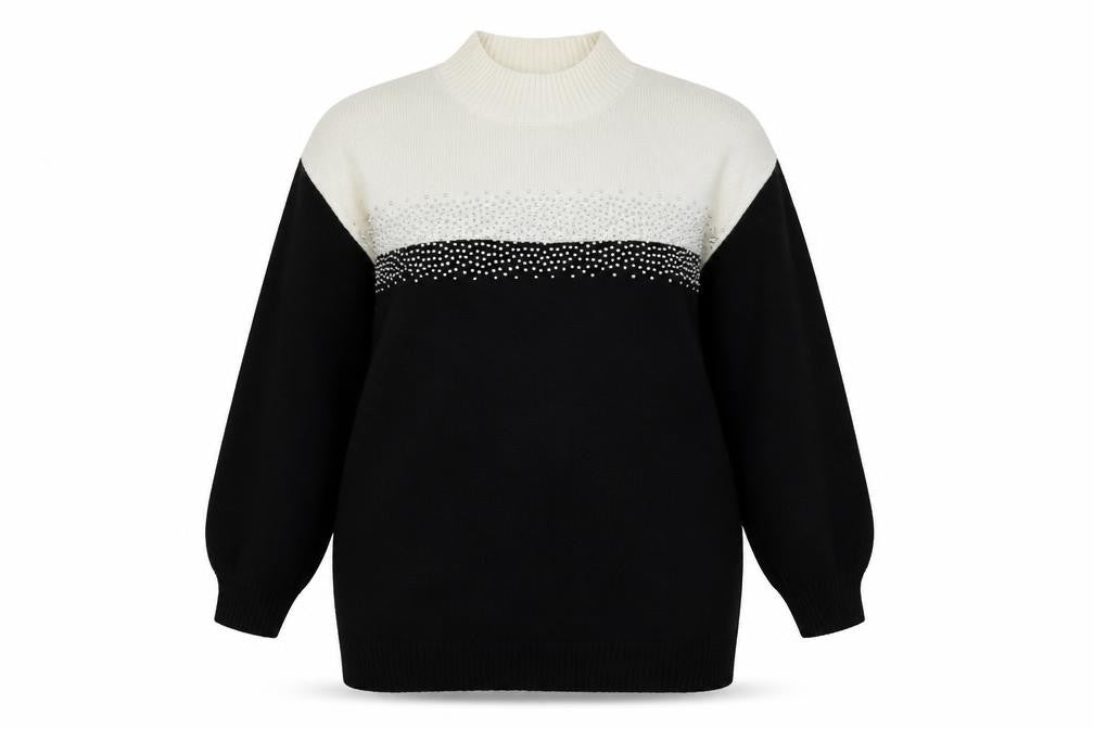 Front view of Roman Women's Black High Neck Jumper, size 18