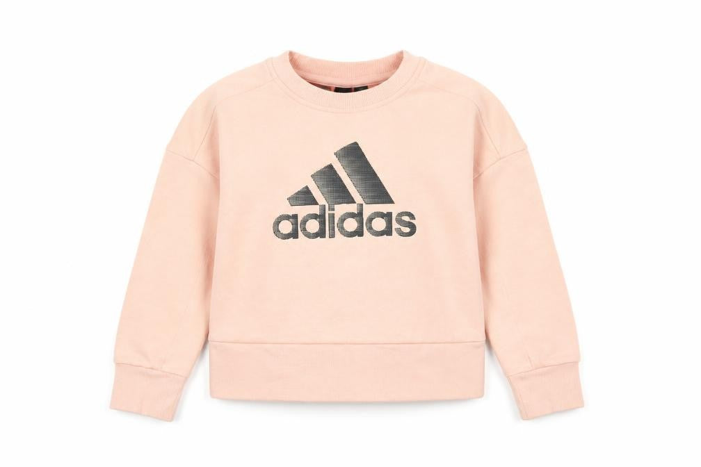 Adidas Girls Pink Pullover Sweatshirt 2-3 Years Logo Crew Neck