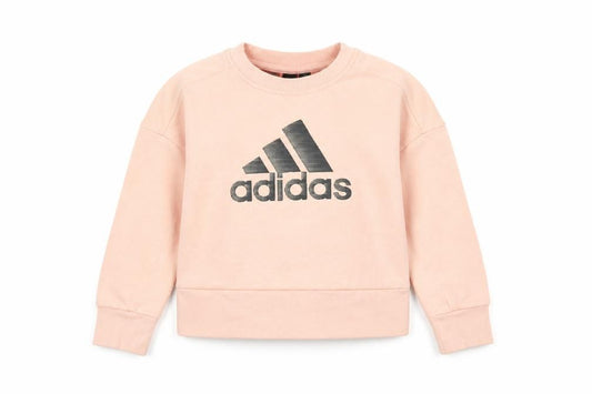 Adidas Girls Pink Pullover Sweatshirt 2-3 Years Logo Crew Neck
