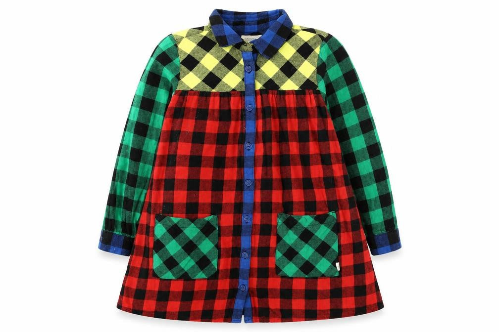Little Bird Girls Multicoloured Plaid Shirt Dress 5-6 Years