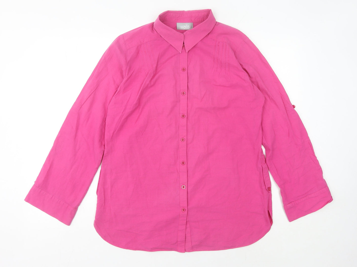 Wallis Women's Pink Cotton Button-Up Shirt Size 14