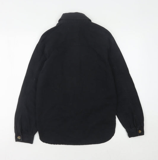 H&M Girls Black Button-Up Long Sleeve Shirt Size 10