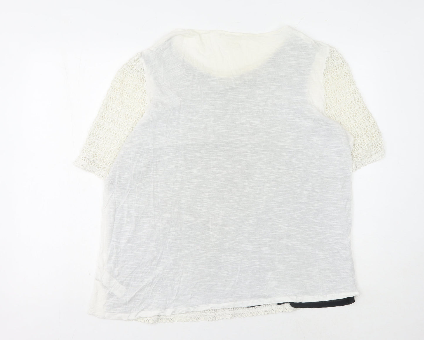 Next Women's White Knit Top, Size 20, Casual Crew Neck