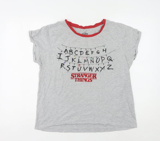 Stranger Things Grey Ringer T-Shirt M