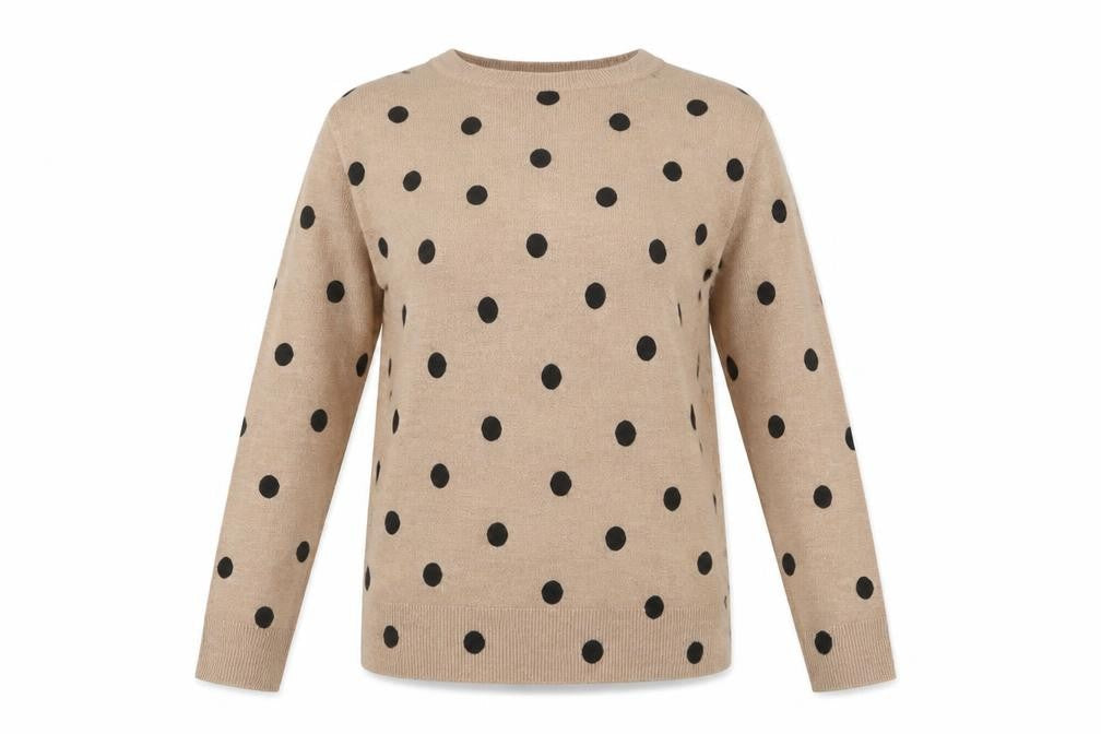Marks and Spencer Women's Beige Polka Dot Jumper Size 6
