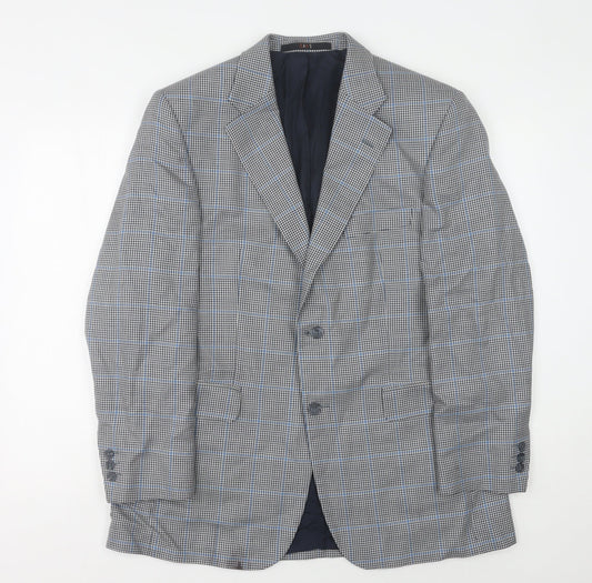 DAKS Men's Check Blazer, Size 40R, Wool-Silk Blend