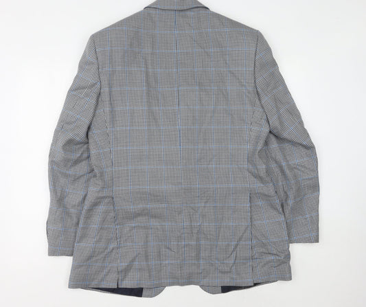 DAKS Men's Check Blazer, Size 40R, Wool-Silk Blend