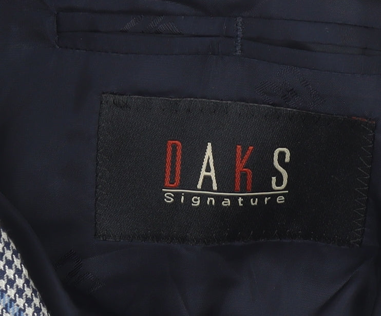 DAKS Men's Check Blazer, Size 40R, Wool-Silk Blend