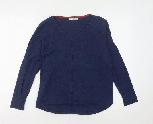 White Stuff Women's Blue V-Neck Jumper, Size 10