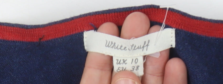 White Stuff Women's Blue V-Neck Jumper, Size 10