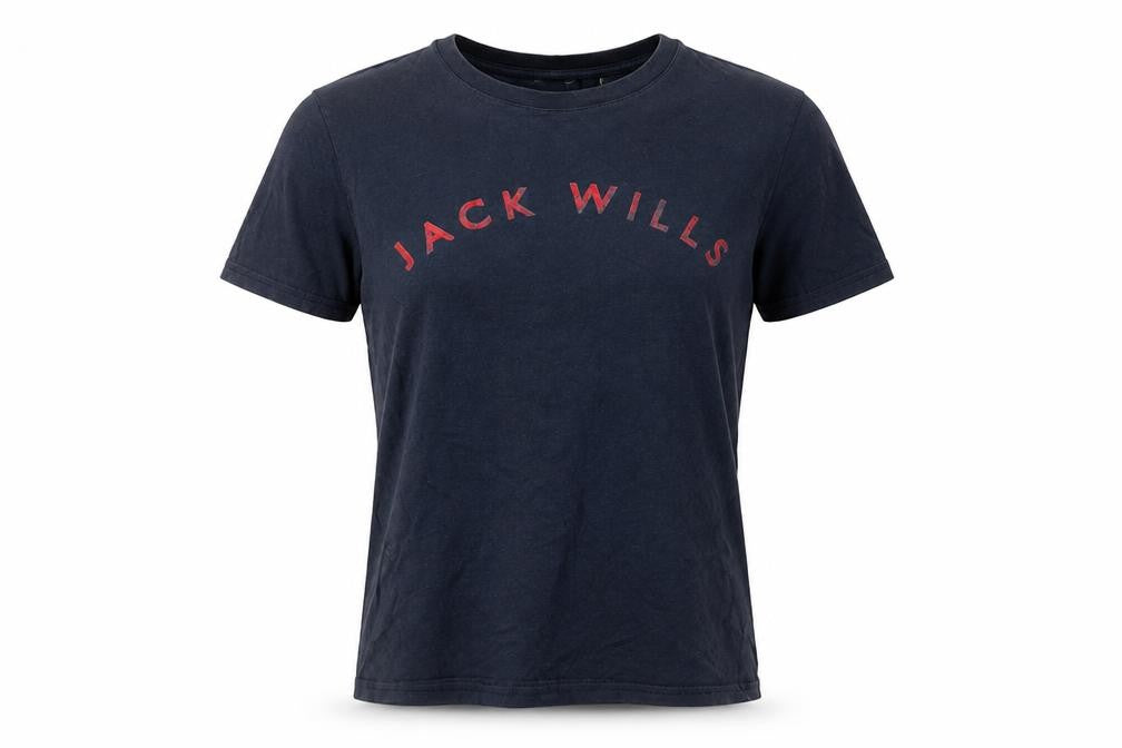 Womens UK Size 12 Jack Wills Blue Cotton Blend T-Shirt