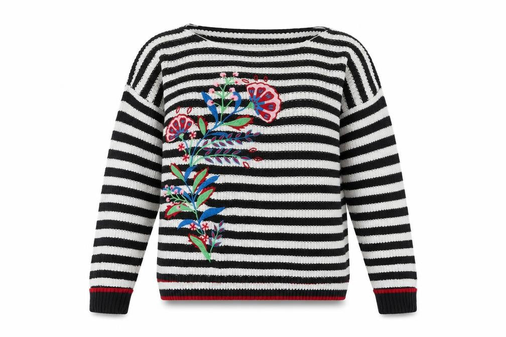 Marks and Spencer Women’s Embroidered Striped Jumper, Medium