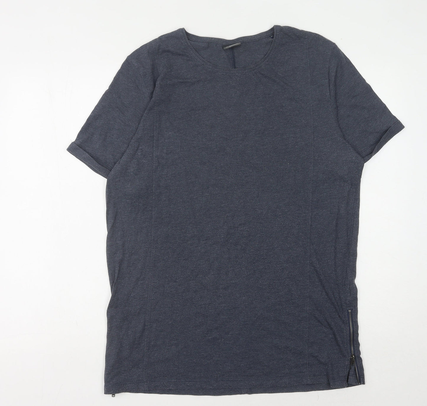 Jack & Jones Men's Blue XL Zipped Round Neck T-Shirt